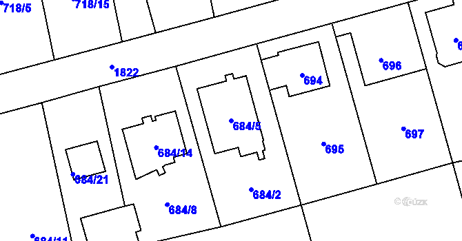 Parcela st. 684/5 v KÚ Kylešovice, Katastrální mapa