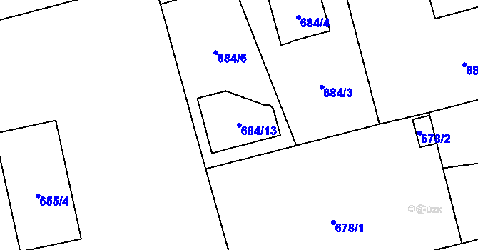 Parcela st. 684/13 v KÚ Kylešovice, Katastrální mapa