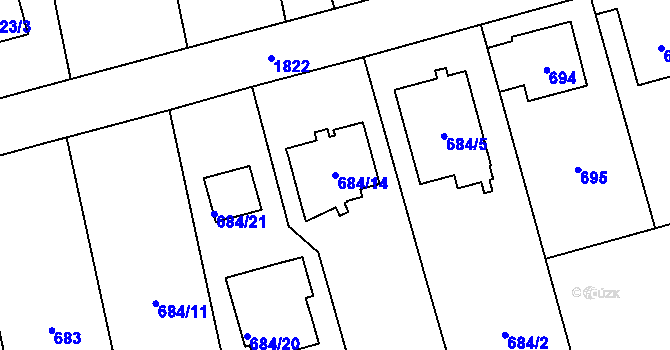 Parcela st. 684/14 v KÚ Kylešovice, Katastrální mapa