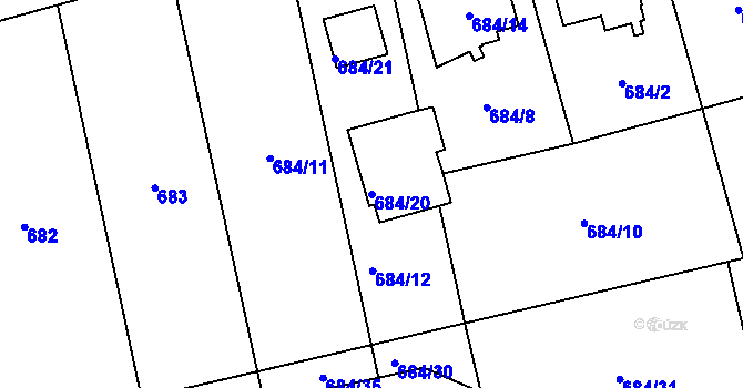 Parcela st. 684/20 v KÚ Kylešovice, Katastrální mapa