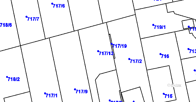 Parcela st. 717/13 v KÚ Kylešovice, Katastrální mapa