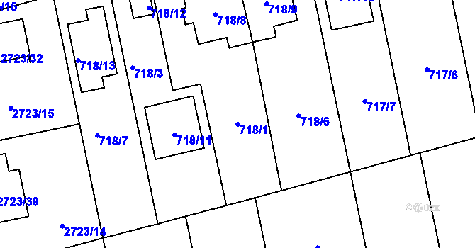 Parcela st. 718/1 v KÚ Kylešovice, Katastrální mapa