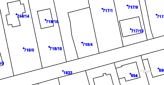 Parcela st. 718/4 v KÚ Kylešovice, Katastrální mapa