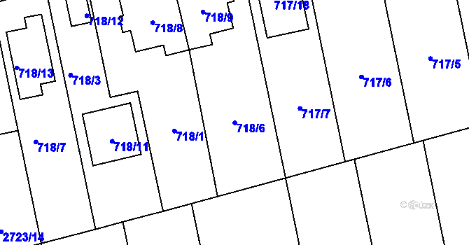 Parcela st. 718/6 v KÚ Kylešovice, Katastrální mapa