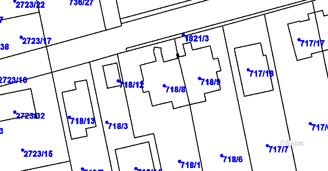 Parcela st. 718/8 v KÚ Kylešovice, Katastrální mapa