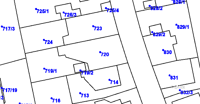 Parcela st. 720 v KÚ Kylešovice, Katastrální mapa