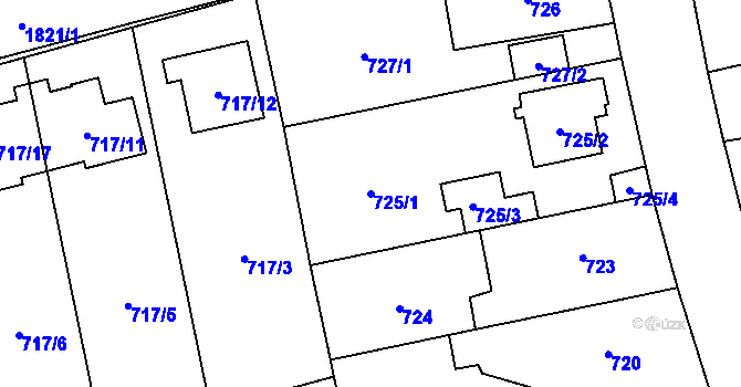 Parcela st. 725/1 v KÚ Kylešovice, Katastrální mapa