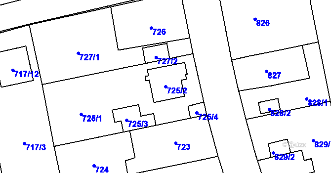 Parcela st. 725/2 v KÚ Kylešovice, Katastrální mapa