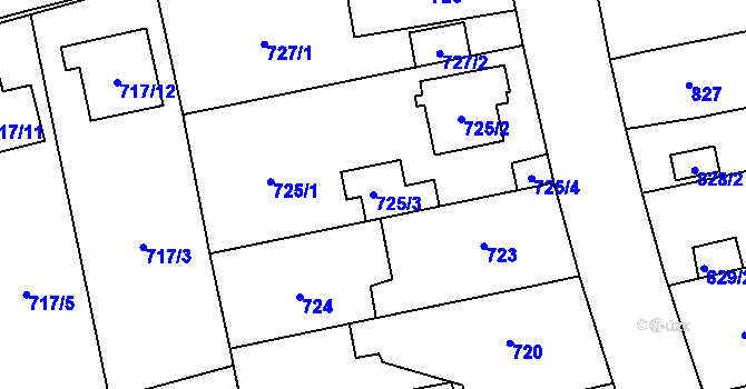 Parcela st. 725/3 v KÚ Kylešovice, Katastrální mapa