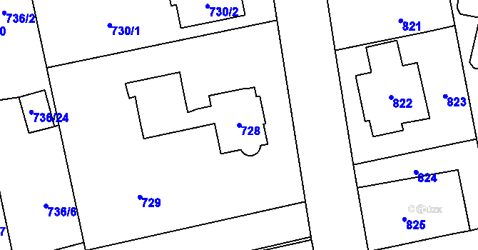 Parcela st. 728 v KÚ Kylešovice, Katastrální mapa