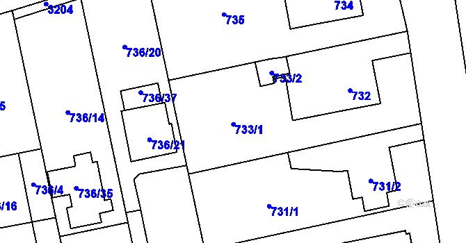 Parcela st. 733 v KÚ Kylešovice, Katastrální mapa