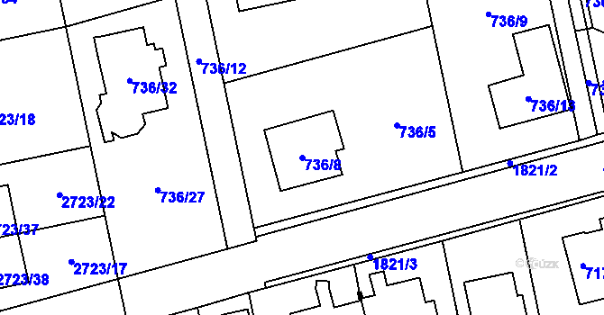 Parcela st. 736/8 v KÚ Kylešovice, Katastrální mapa