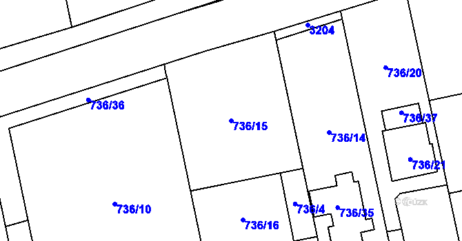 Parcela st. 736/15 v KÚ Kylešovice, Katastrální mapa