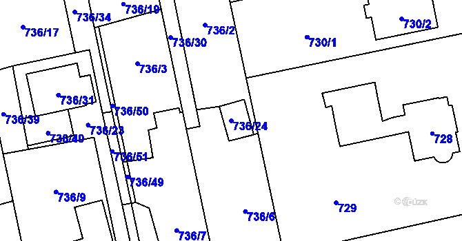 Parcela st. 736/24 v KÚ Kylešovice, Katastrální mapa