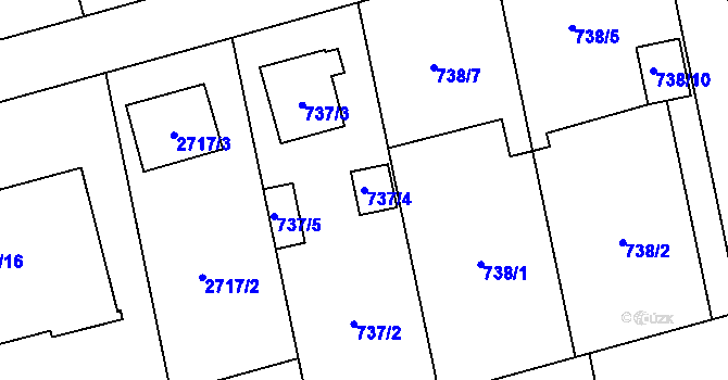 Parcela st. 737/4 v KÚ Kylešovice, Katastrální mapa