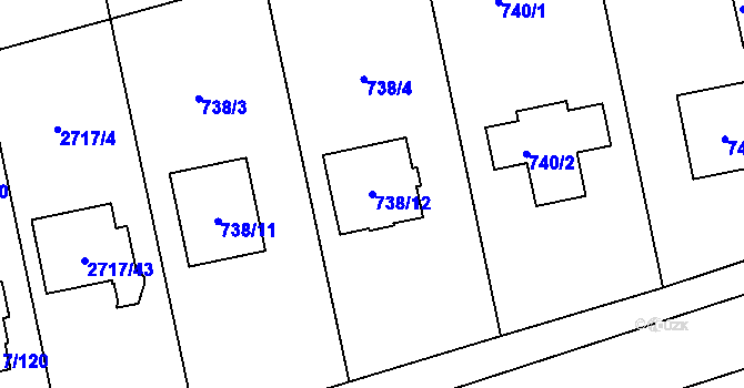 Parcela st. 738/12 v KÚ Kylešovice, Katastrální mapa