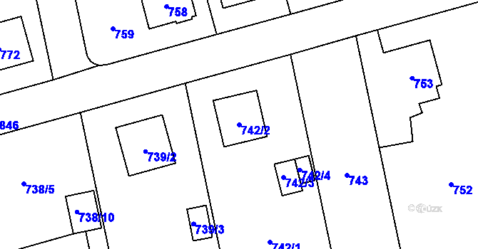 Parcela st. 742/2 v KÚ Kylešovice, Katastrální mapa