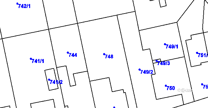 Parcela st. 748 v KÚ Kylešovice, Katastrální mapa