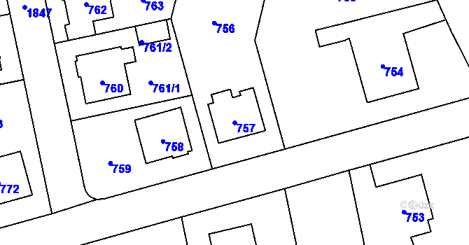 Parcela st. 757 v KÚ Kylešovice, Katastrální mapa