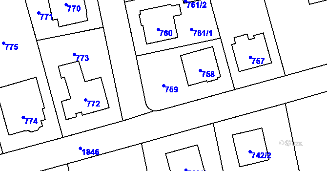 Parcela st. 759 v KÚ Kylešovice, Katastrální mapa