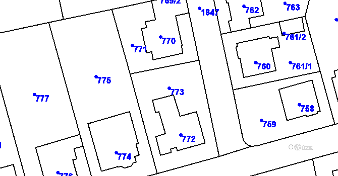 Parcela st. 773 v KÚ Kylešovice, Katastrální mapa