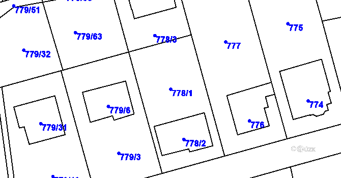 Parcela st. 778/1 v KÚ Kylešovice, Katastrální mapa