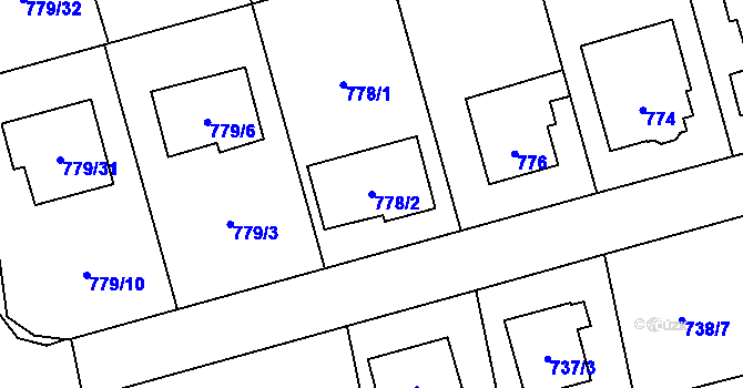 Parcela st. 778/2 v KÚ Kylešovice, Katastrální mapa
