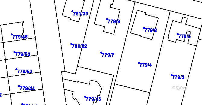 Parcela st. 779/7 v KÚ Kylešovice, Katastrální mapa