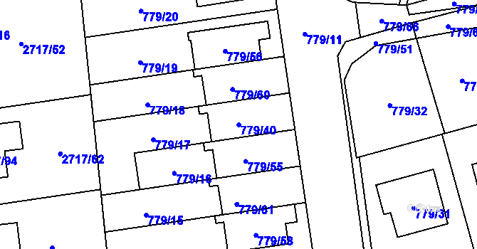 Parcela st. 779/40 v KÚ Kylešovice, Katastrální mapa
