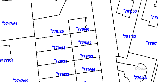 Parcela st. 779/52 v KÚ Kylešovice, Katastrální mapa