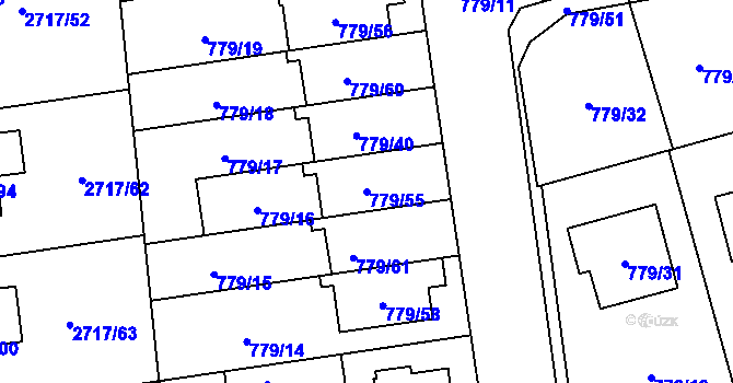 Parcela st. 779/55 v KÚ Kylešovice, Katastrální mapa