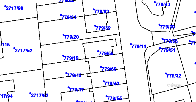 Parcela st. 779/56 v KÚ Kylešovice, Katastrální mapa