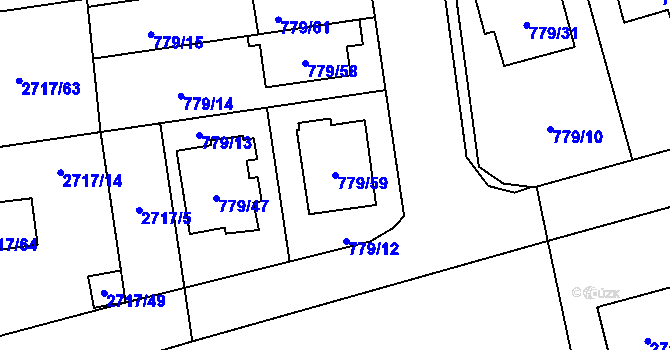 Parcela st. 779/59 v KÚ Kylešovice, Katastrální mapa