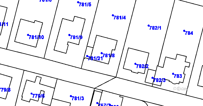 Parcela st. 781/8 v KÚ Kylešovice, Katastrální mapa