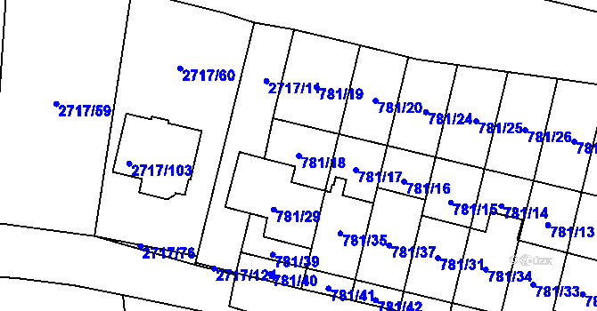 Parcela st. 781/18 v KÚ Kylešovice, Katastrální mapa