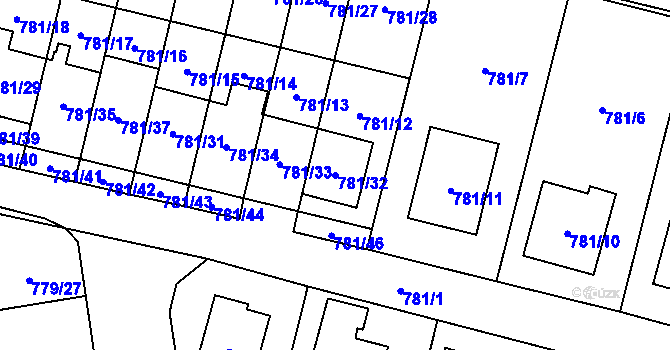 Parcela st. 781/32 v KÚ Kylešovice, Katastrální mapa
