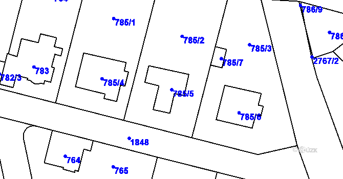 Parcela st. 785/5 v KÚ Kylešovice, Katastrální mapa
