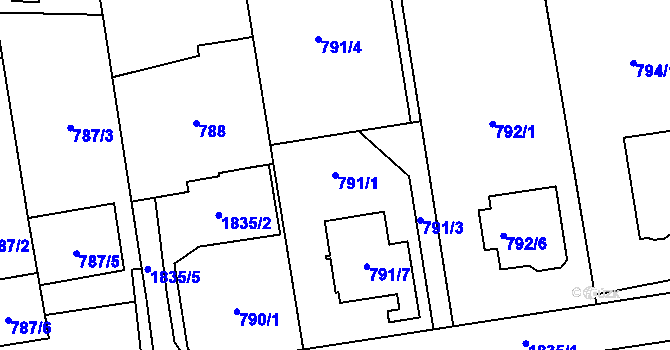 Parcela st. 791/1 v KÚ Kylešovice, Katastrální mapa
