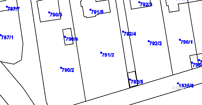 Parcela st. 791/2 v KÚ Kylešovice, Katastrální mapa