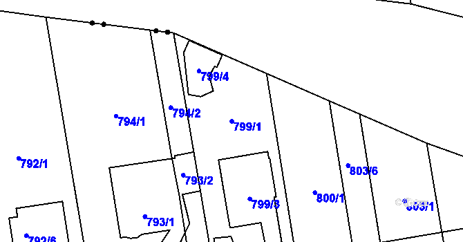Parcela st. 799/1 v KÚ Kylešovice, Katastrální mapa