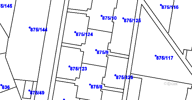 Parcela st. 875/9 v KÚ Kylešovice, Katastrální mapa