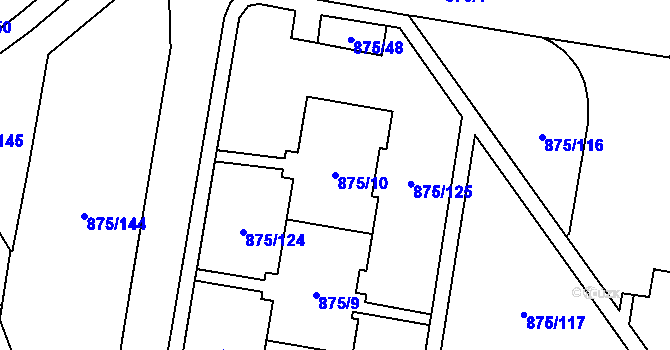 Parcela st. 875/10 v KÚ Kylešovice, Katastrální mapa