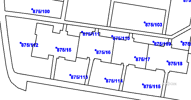 Parcela st. 875/16 v KÚ Kylešovice, Katastrální mapa