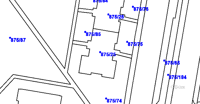 Parcela st. 875/25 v KÚ Kylešovice, Katastrální mapa