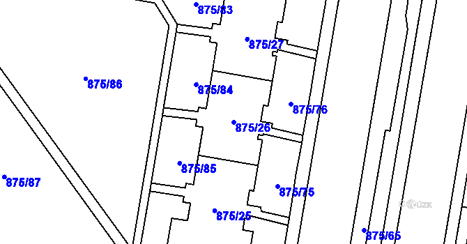 Parcela st. 875/26 v KÚ Kylešovice, Katastrální mapa