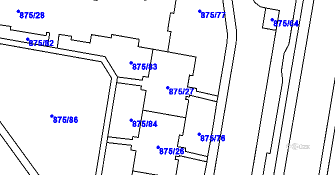 Parcela st. 875/27 v KÚ Kylešovice, Katastrální mapa