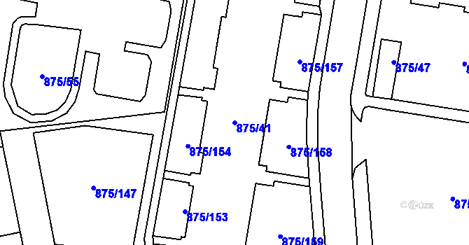Parcela st. 875/41 v KÚ Kylešovice, Katastrální mapa