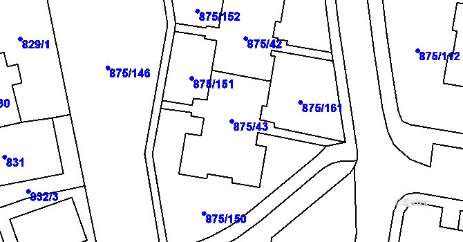 Parcela st. 875/43 v KÚ Kylešovice, Katastrální mapa