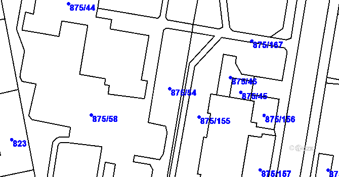 Parcela st. 875/54 v KÚ Kylešovice, Katastrální mapa