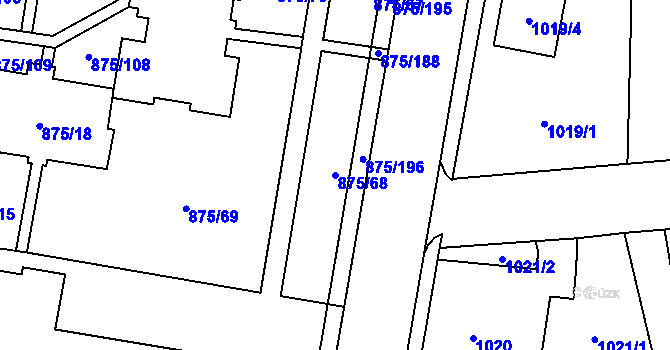 Parcela st. 875/68 v KÚ Kylešovice, Katastrální mapa